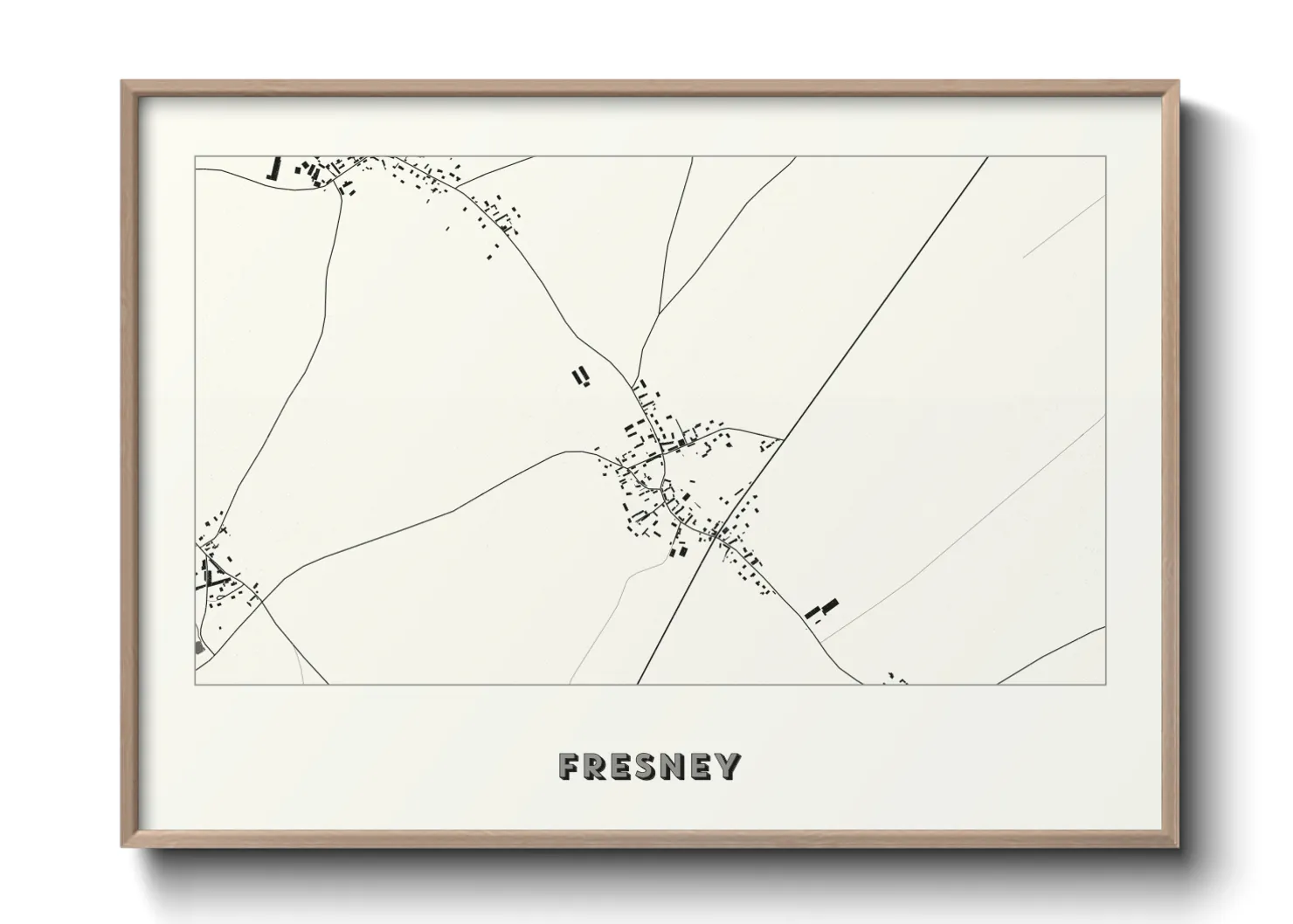 Une affiche de carte sur Fresney