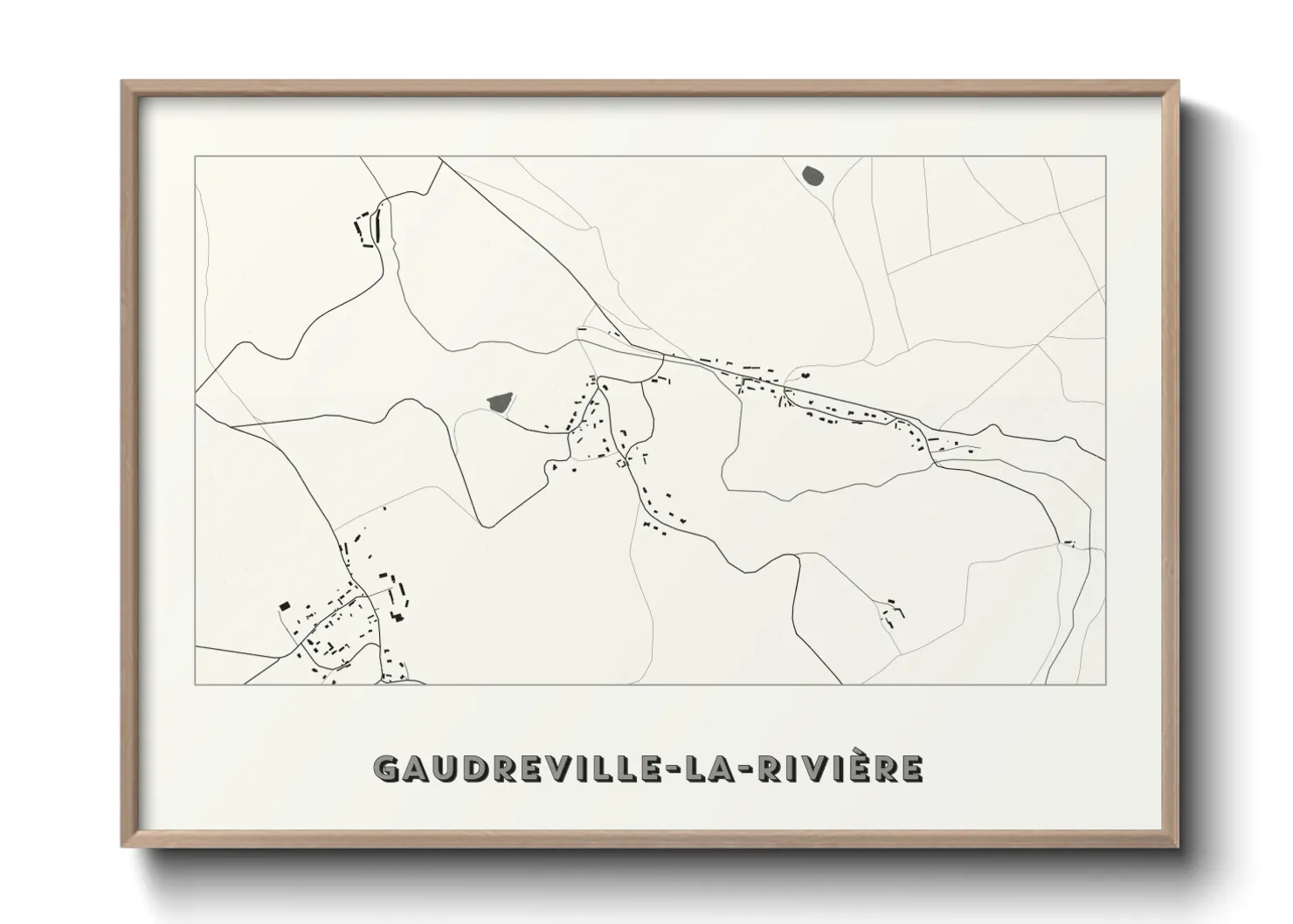 Une affiche de carte sur Gaudreville-la-Rivière