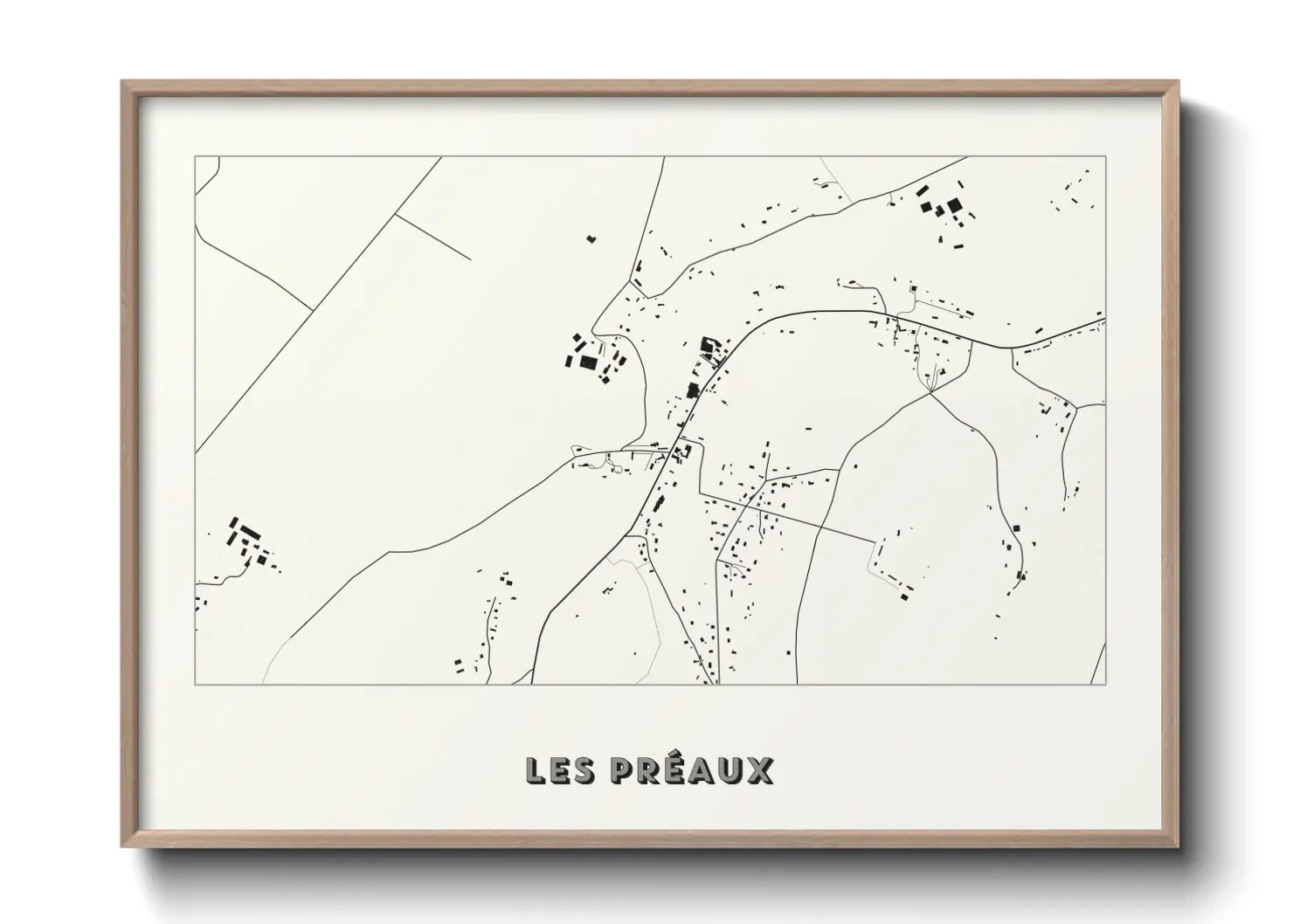 Une affiche de carte sur Les Préaux