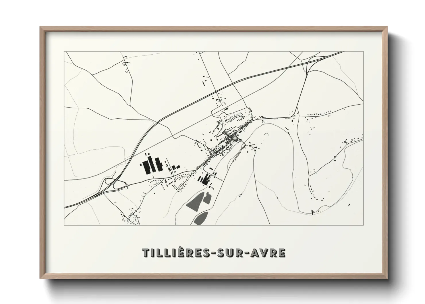 Une affiche de carte sur Tillières-sur-Avre