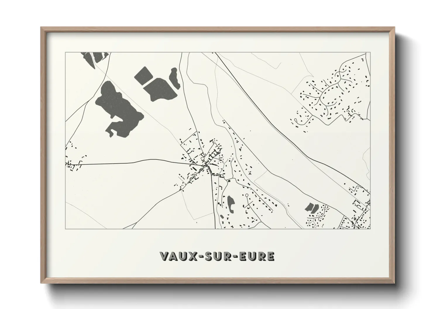 Une affiche de carte sur Vaux-sur-Eure