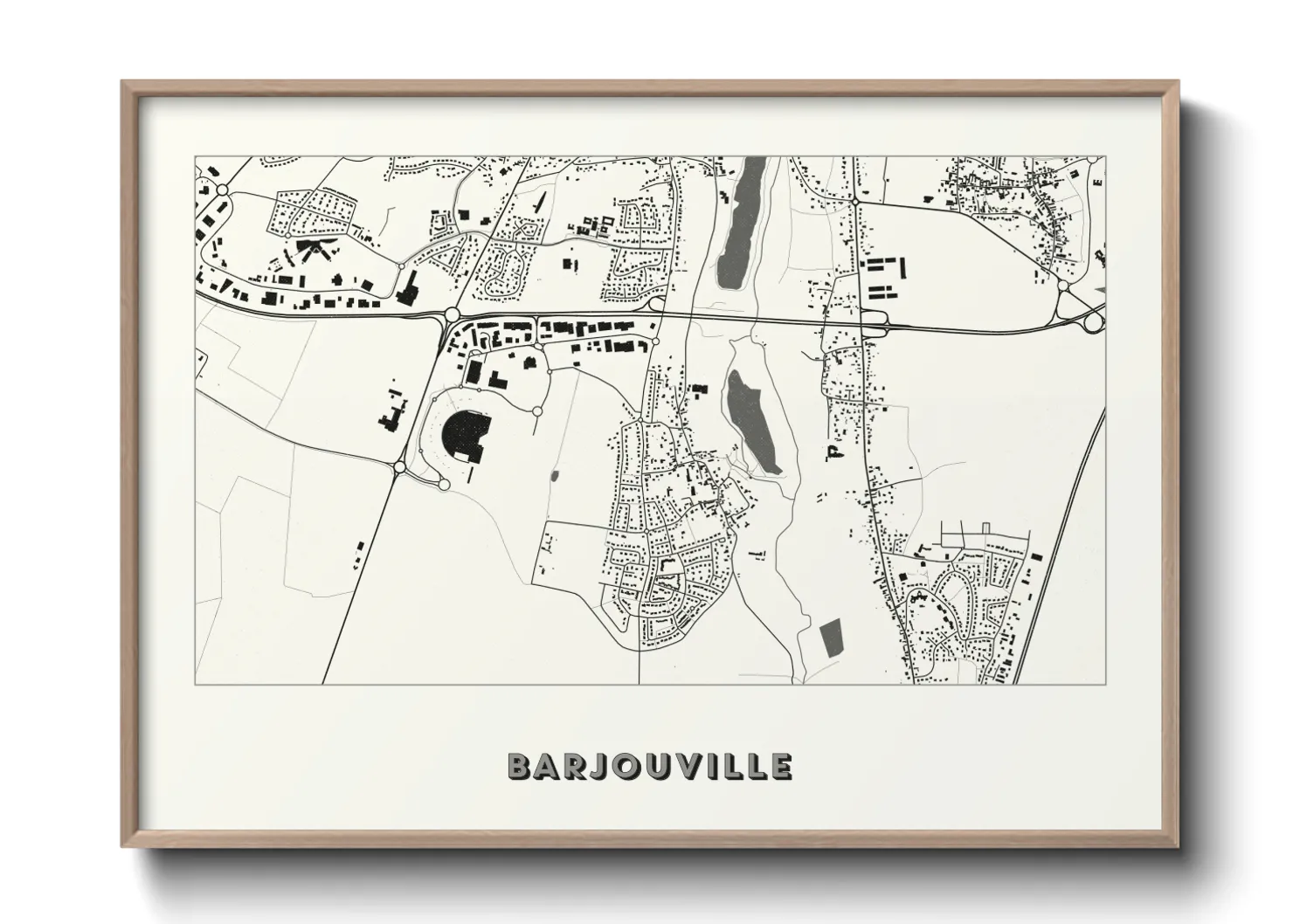 Une affiche de carte sur Barjouville