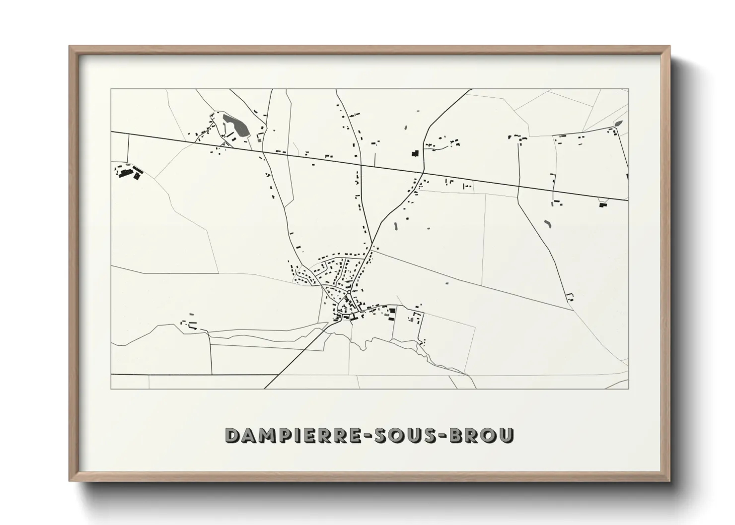 Une affiche de carte sur Dampierre-sous-Brou