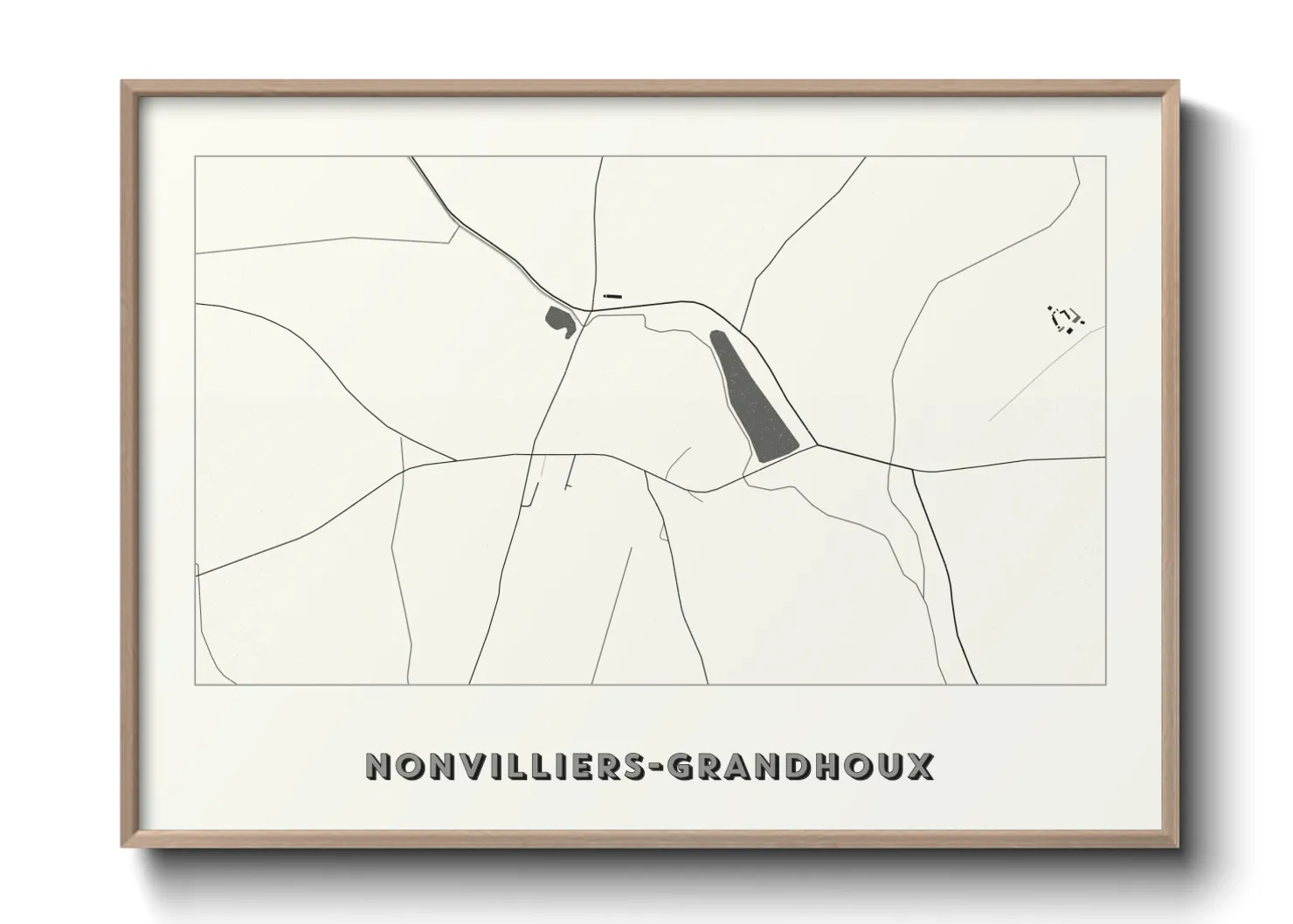 Une affiche de carte sur Nonvilliers-Grandhoux