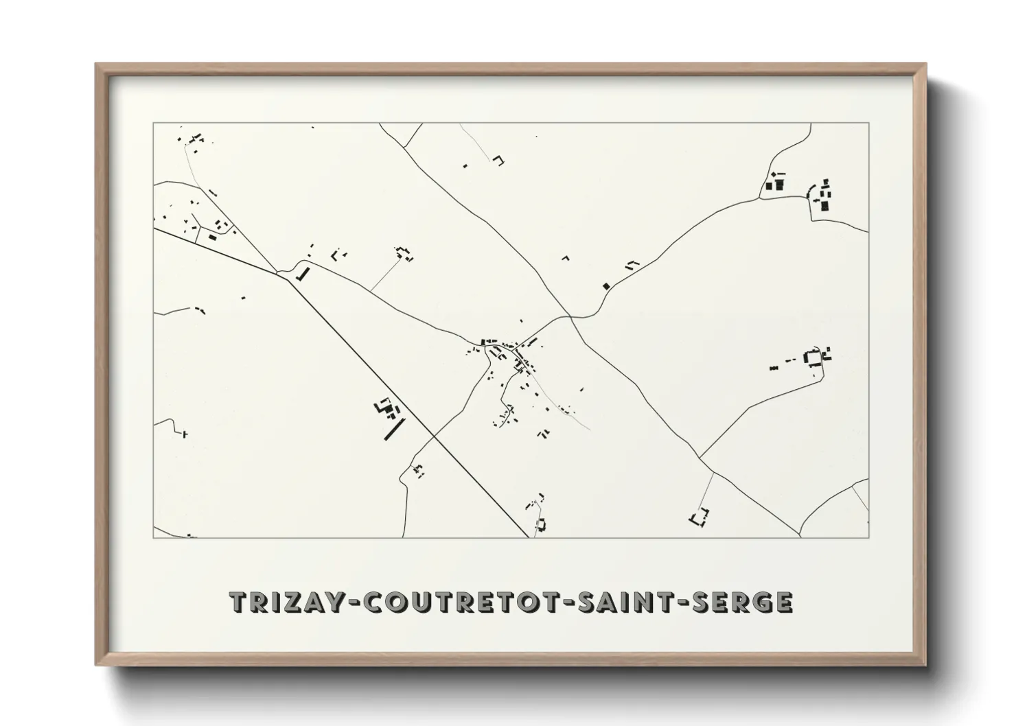 Une affiche de carte sur Trizay-Coutretot-Saint-Serge
