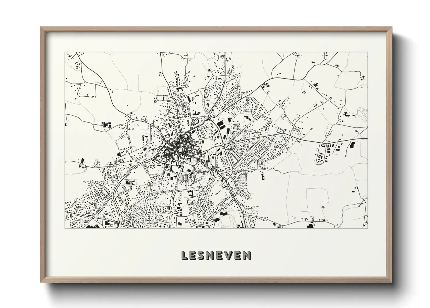 Une affiche de carte sur Lesneven