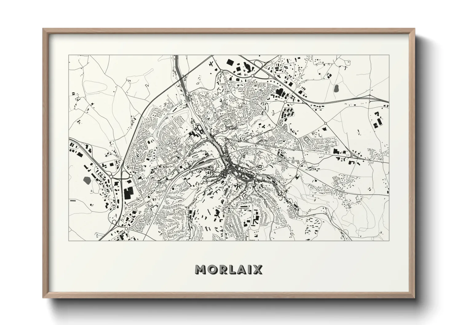 Une affiche de carte sur Morlaix