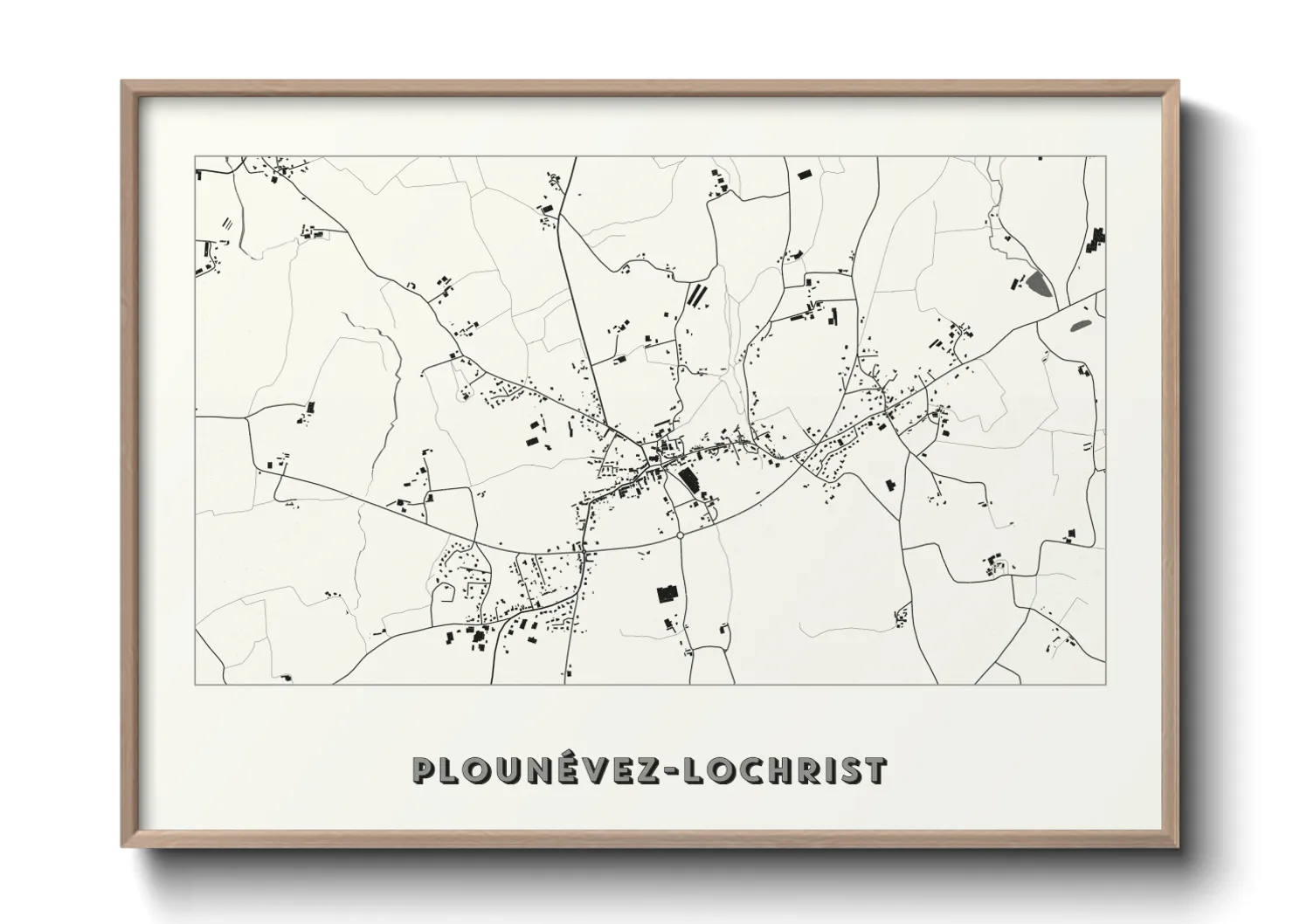 Une affiche de carte sur Plounévez-Lochrist