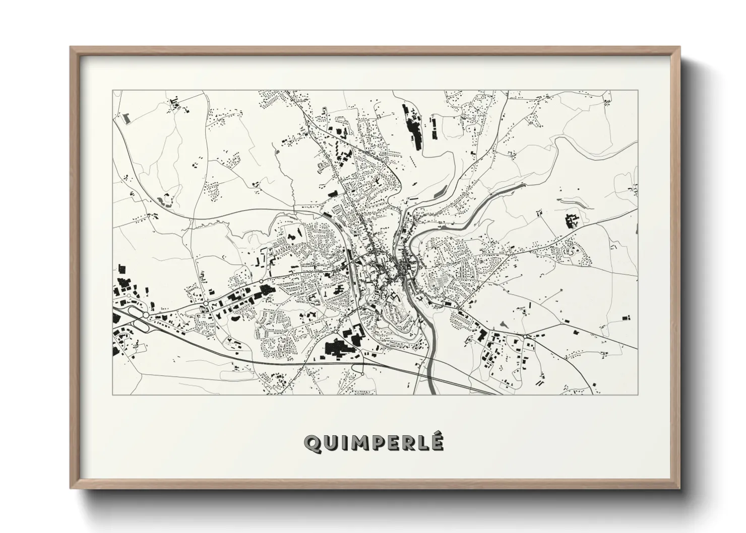 Une affiche de carte sur Quimperlé