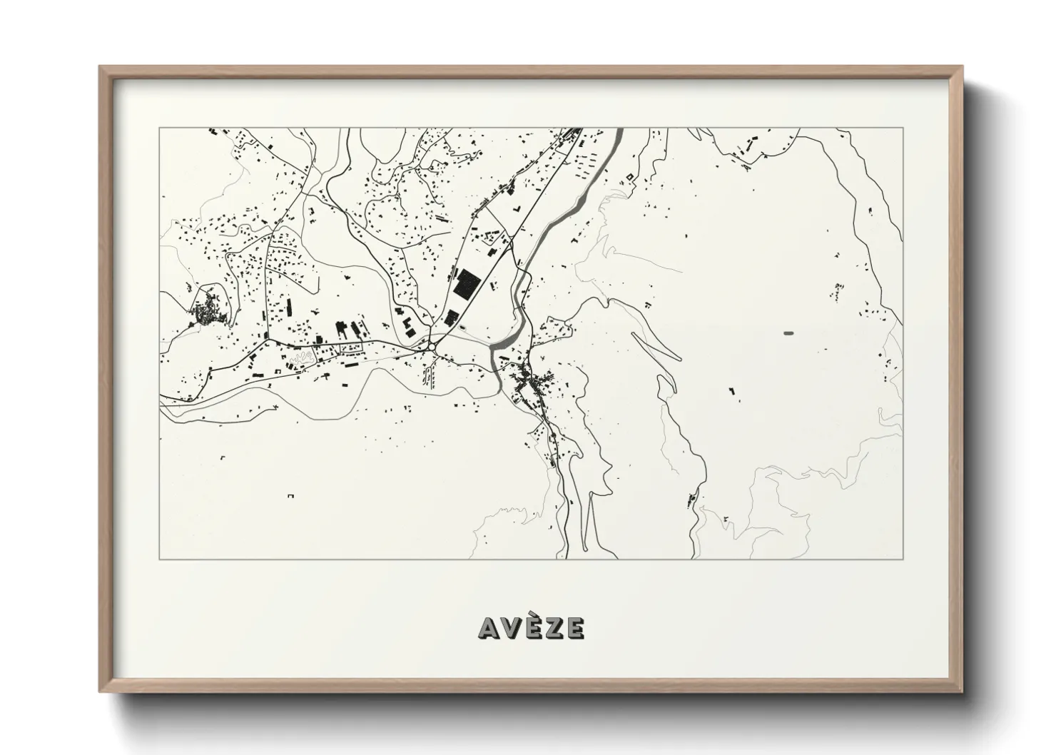 Une affiche de carte sur Avèze