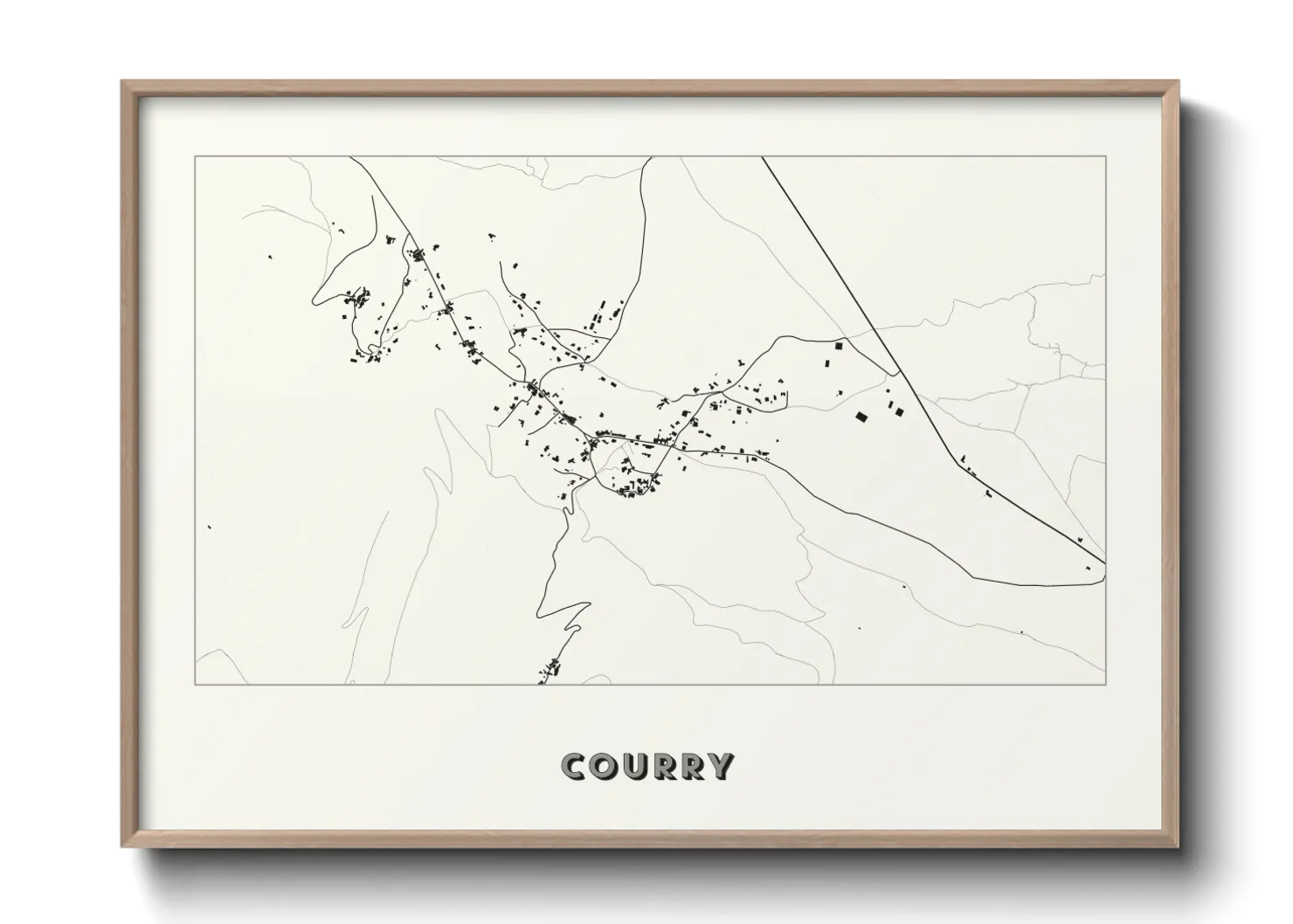 Une affiche de carte sur Courry