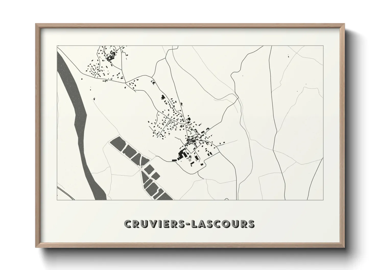 Une affiche de carte sur Cruviers-Lascours