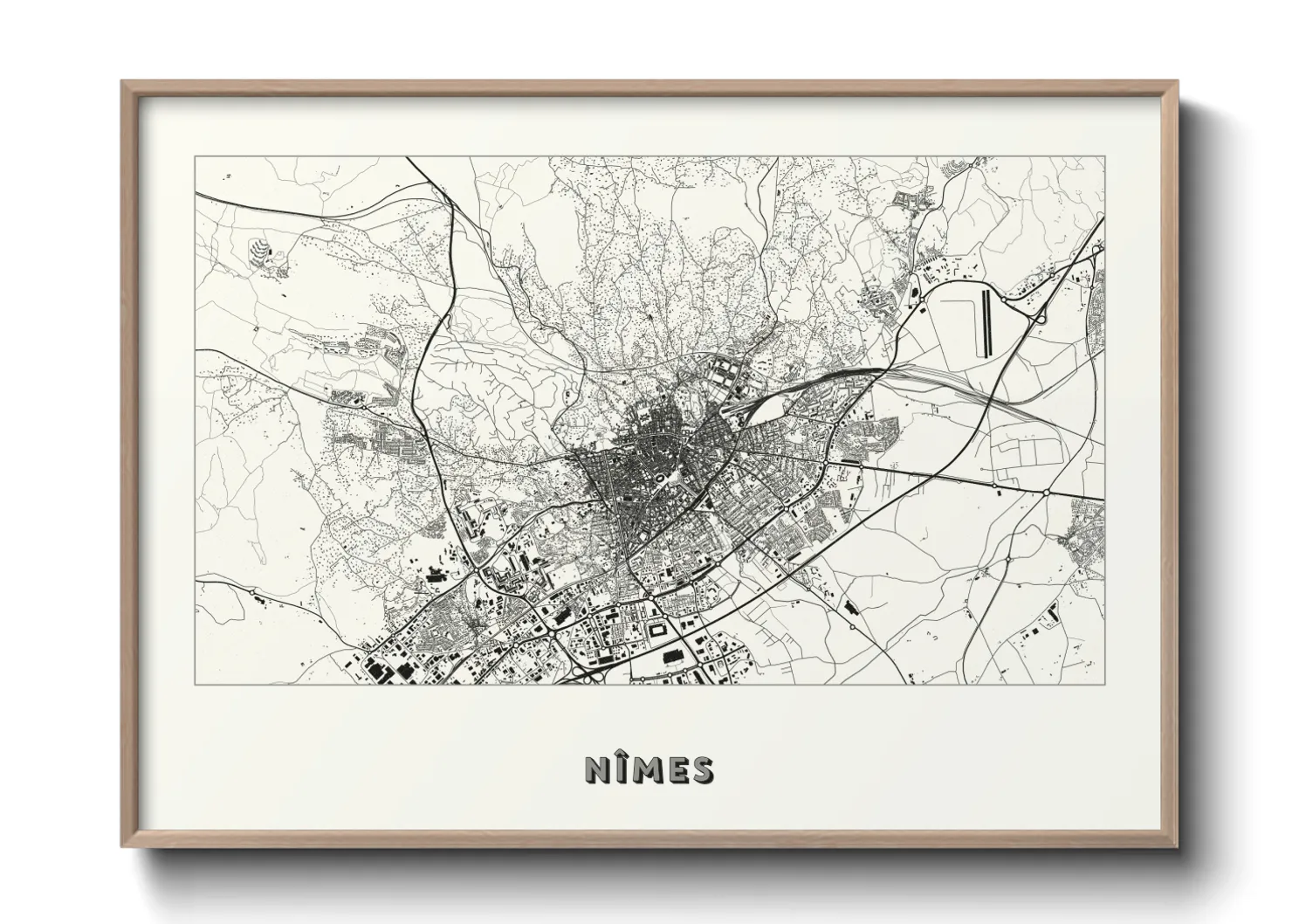 Une affiche de carte sur Nîmes