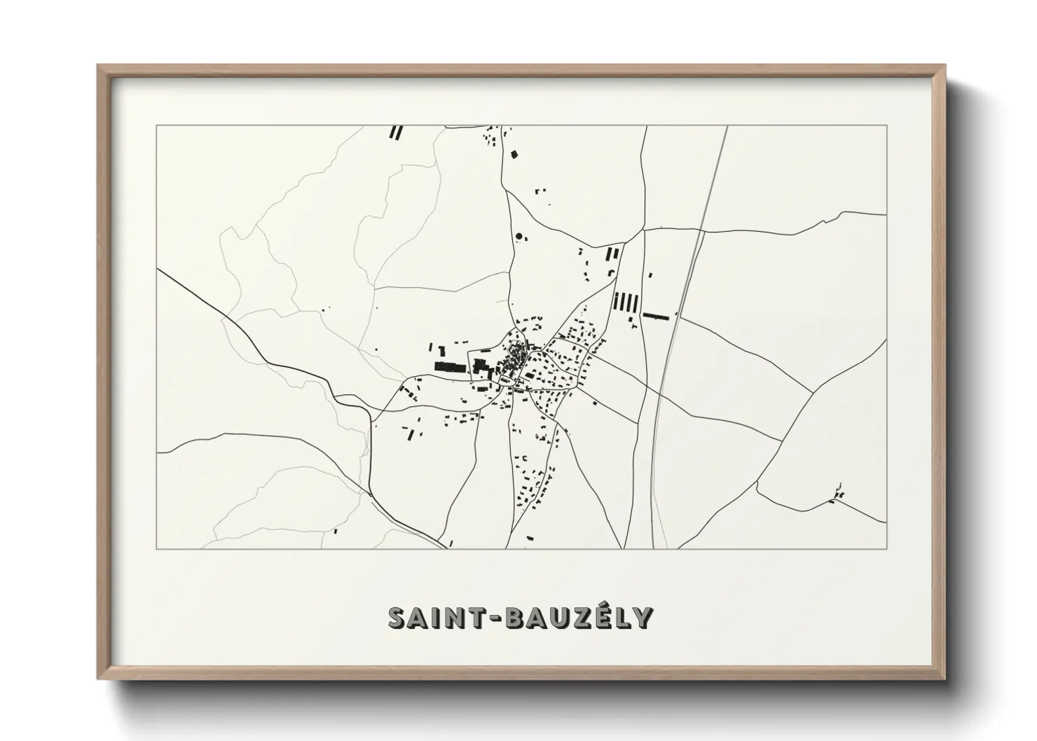 Une affiche de carte sur Saint-Bauzély