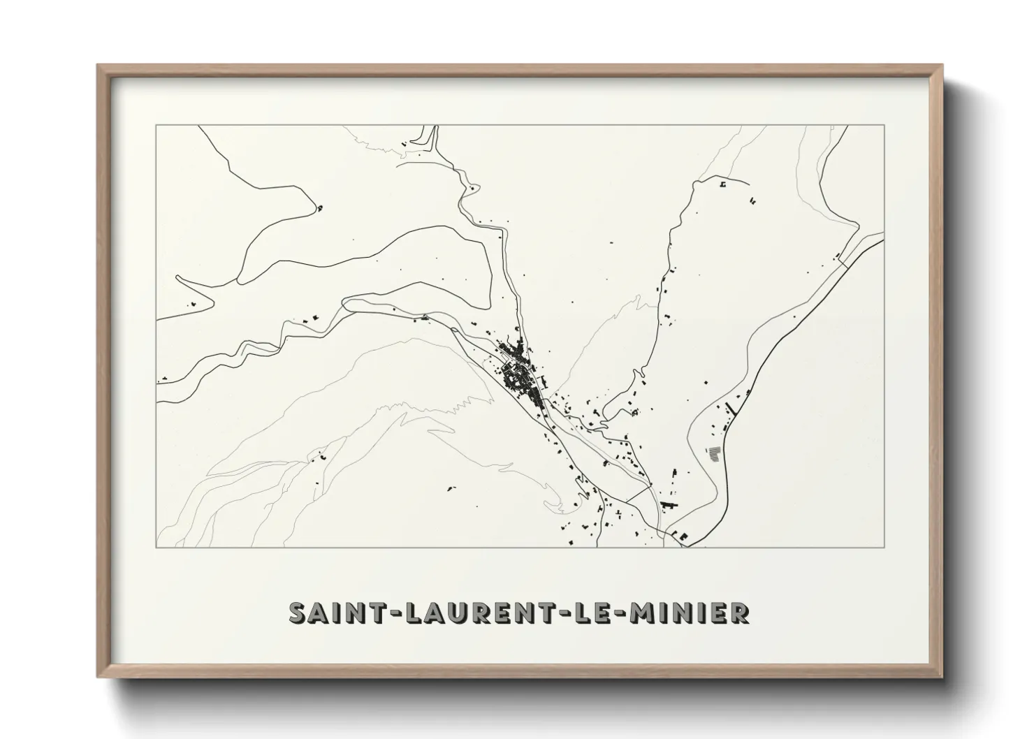 Une affiche de carte sur Saint-Laurent-le-Minier