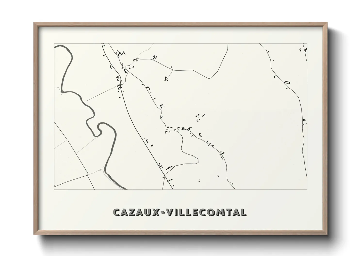 Une affiche de carte sur Cazaux-Villecomtal