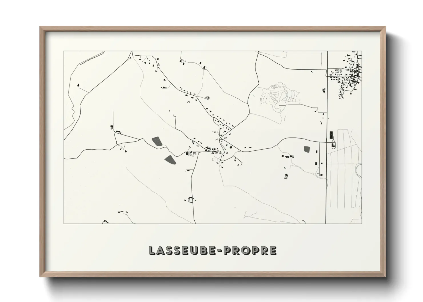 Une affiche de carte sur Lasseube-Propre