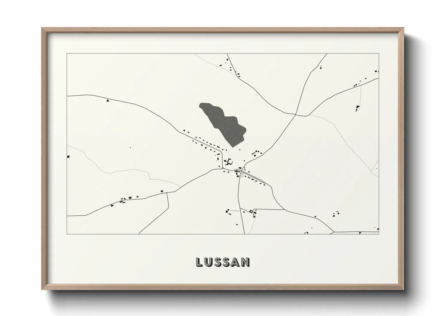 Une affiche de carte sur Lussan