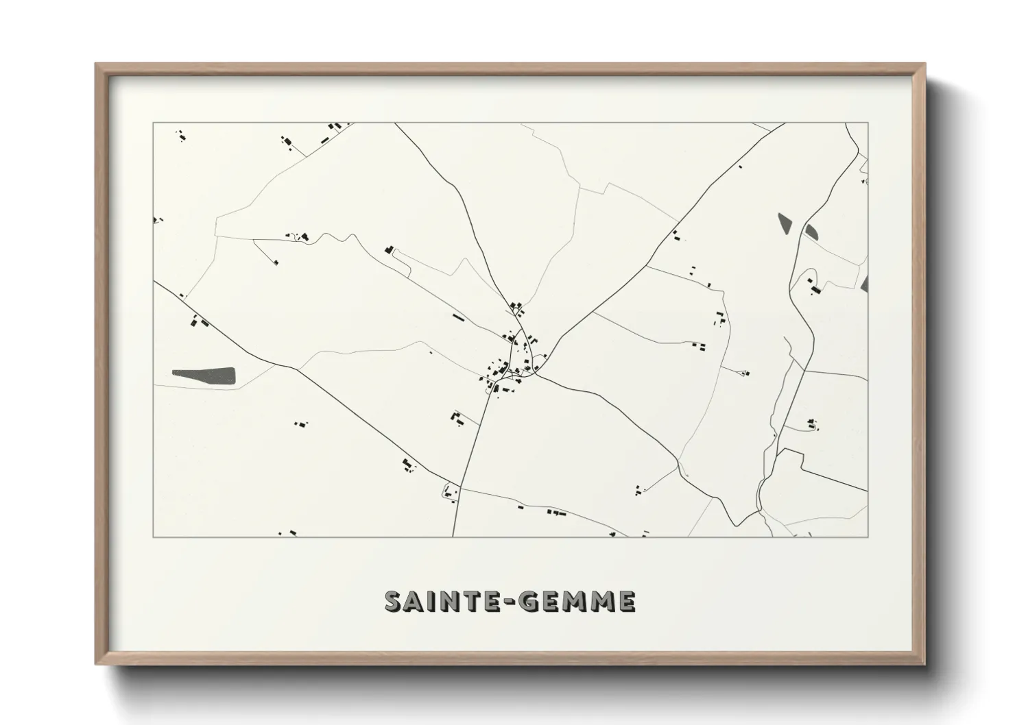Une affiche de carte sur Sainte-Gemme