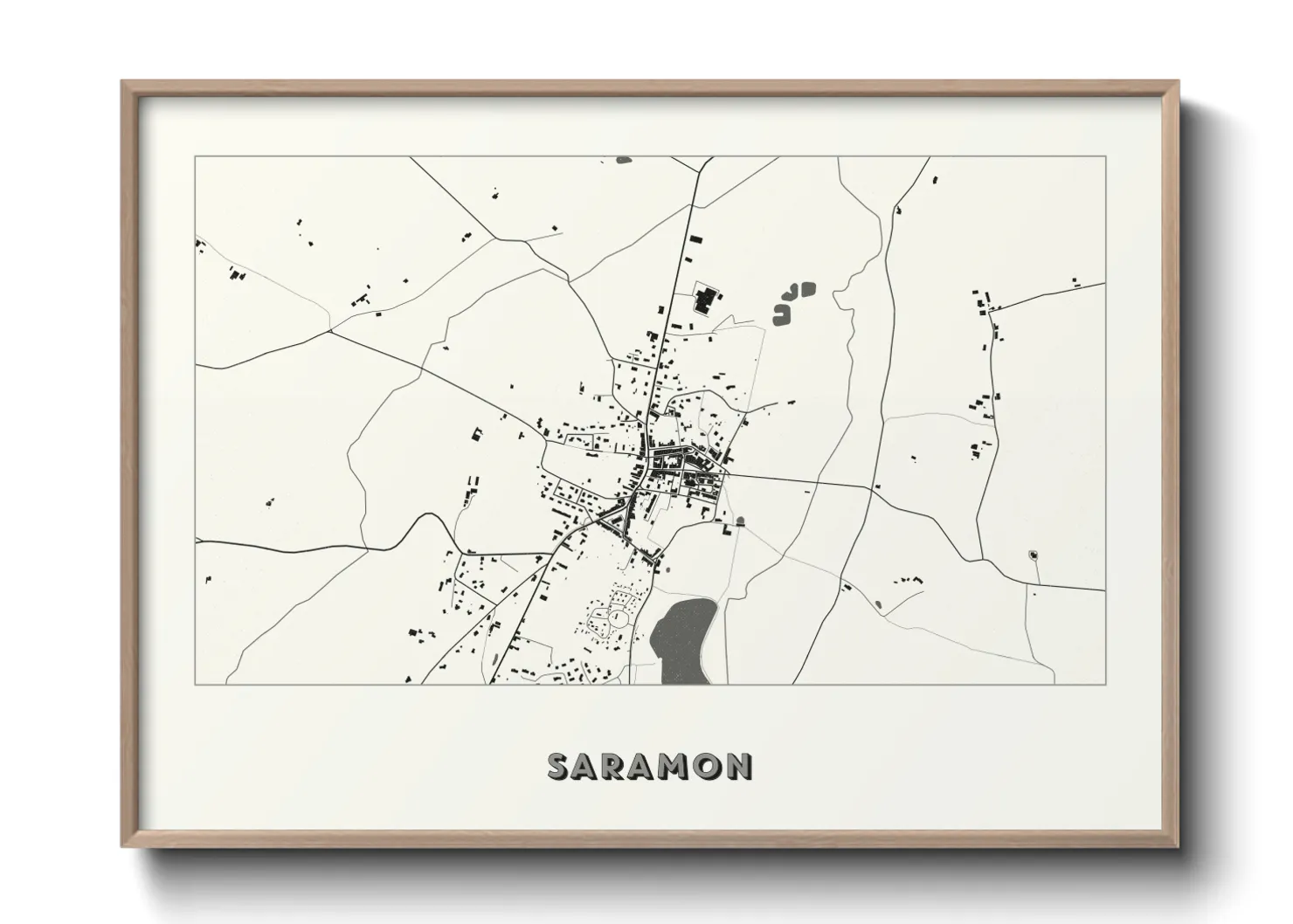 Une affiche de carte sur Saramon