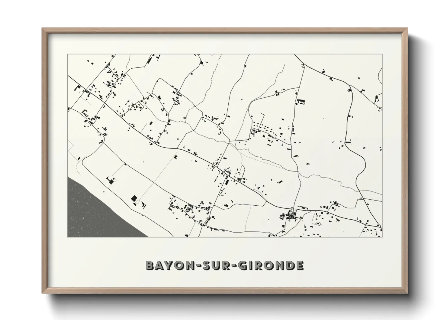 Une affiche de carte sur Bayon-sur-Gironde