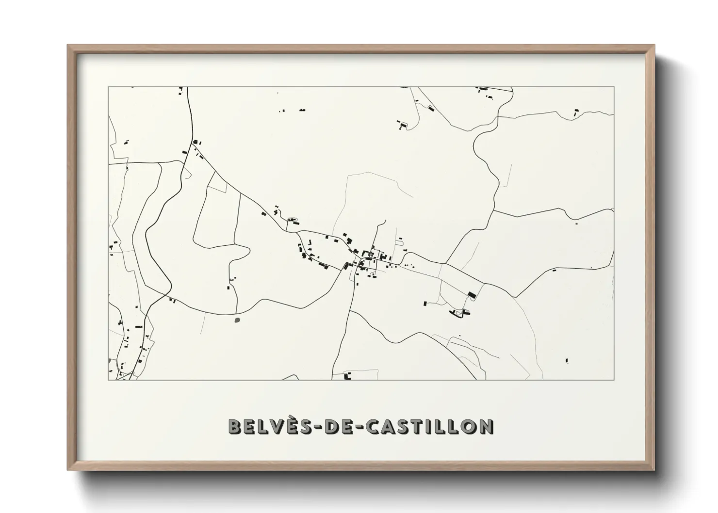 Une affiche de carte sur Belvès-de-Castillon
