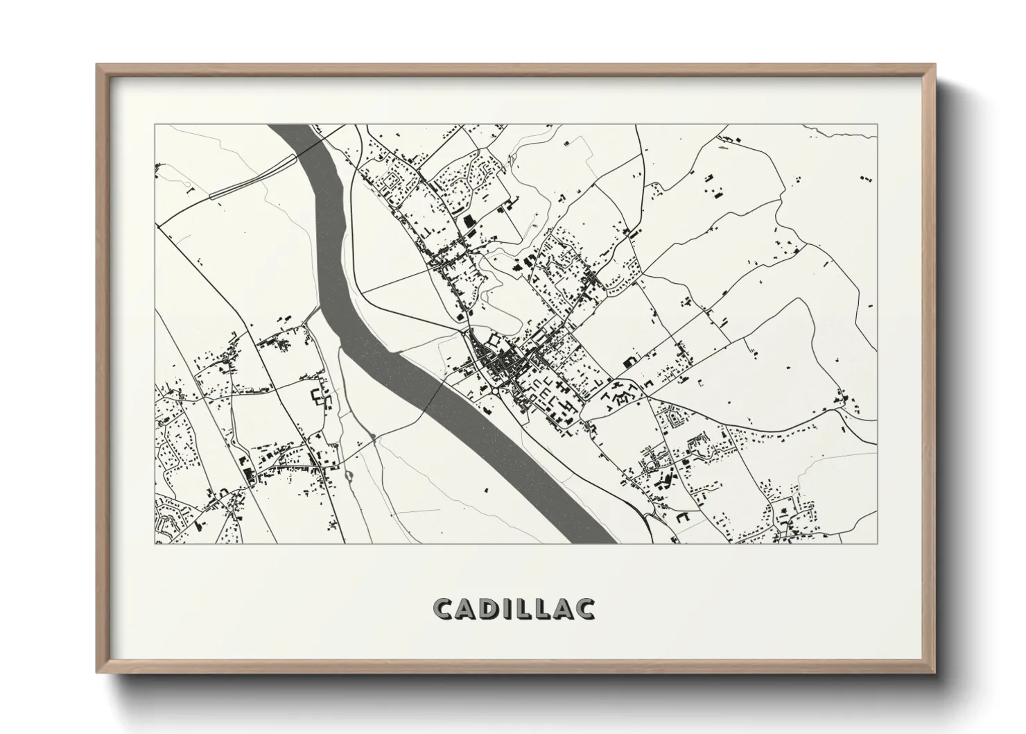 Une affiche de carte sur Cadillac