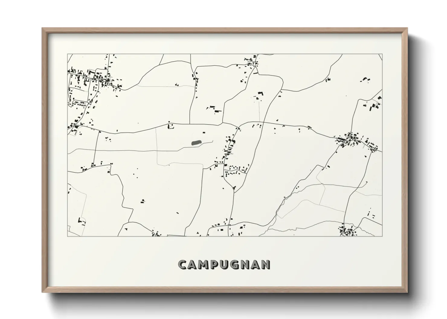 Une affiche de carte sur Campugnan