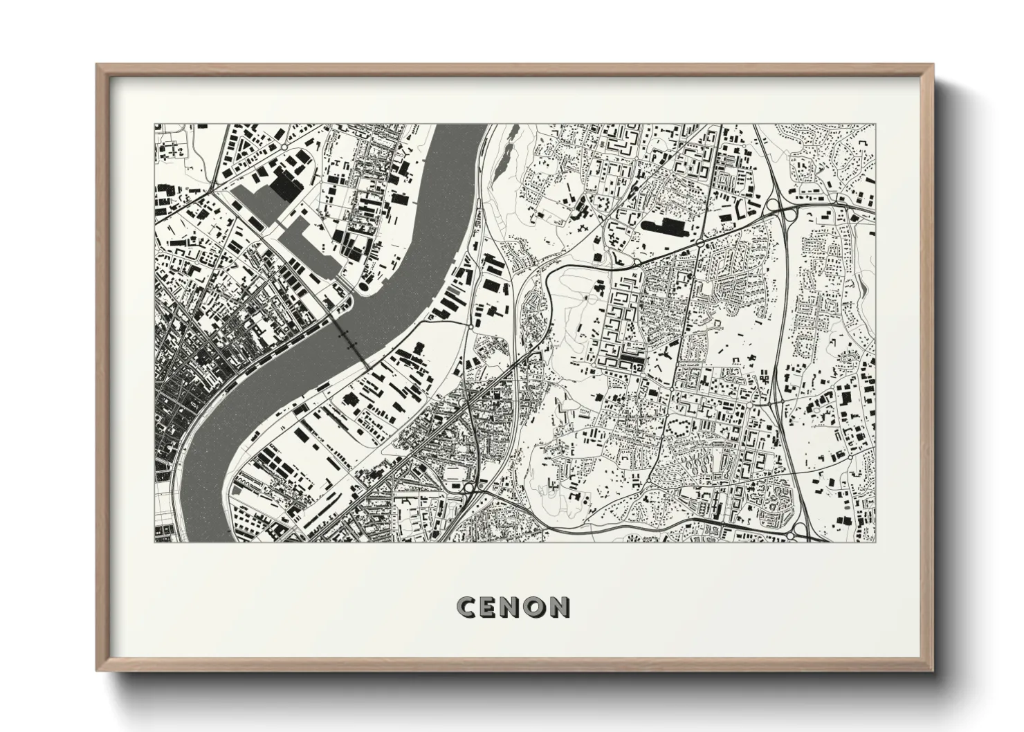 Une affiche de carte sur Cenon