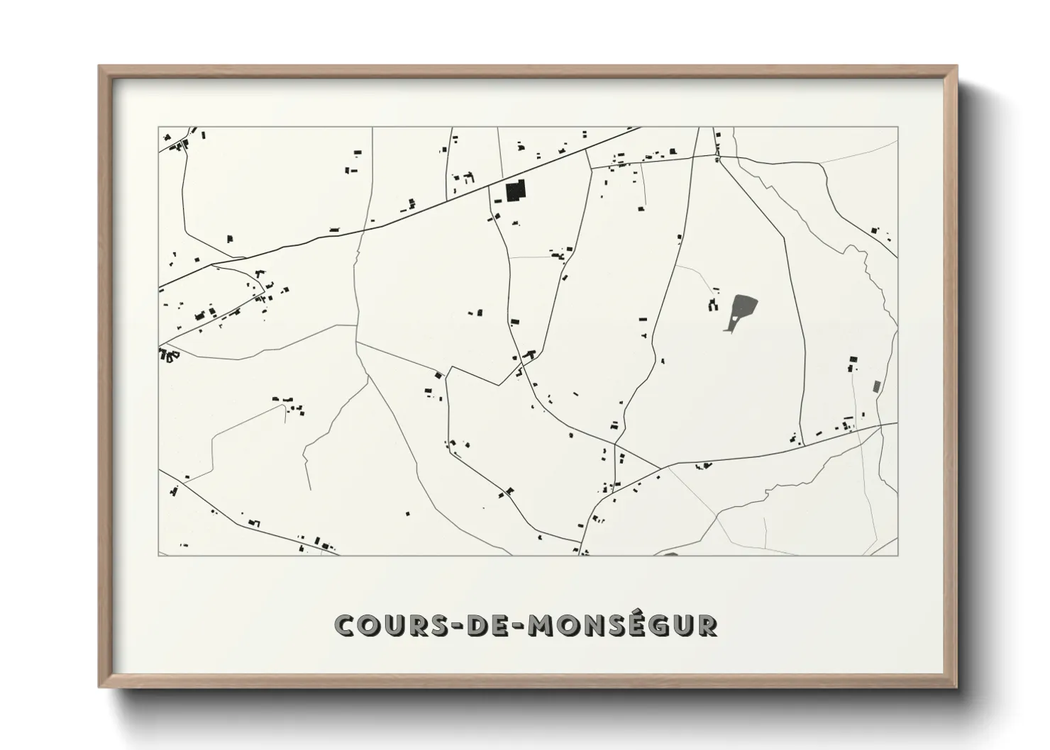 Une affiche de carte sur Cours-de-Monségur