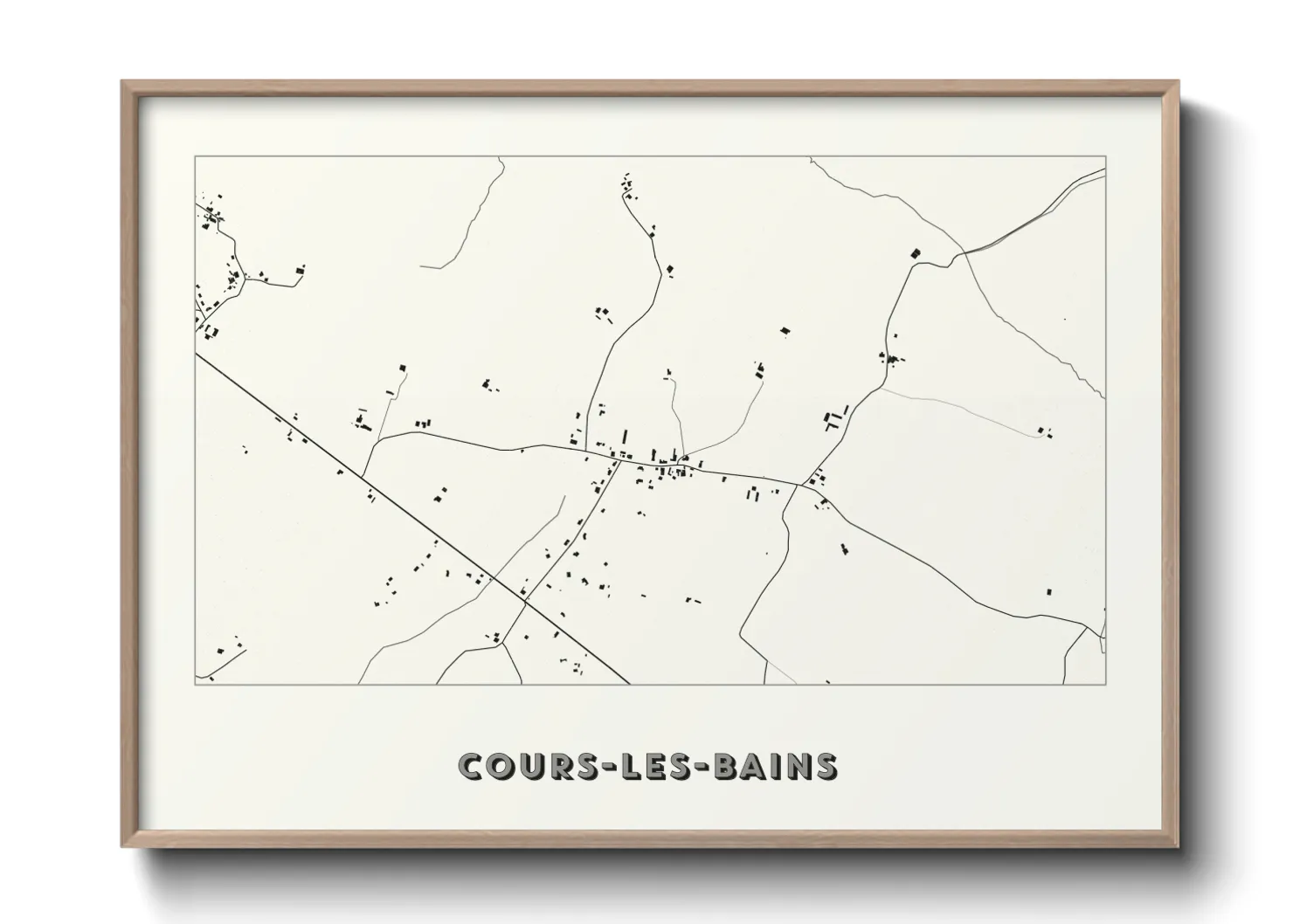 Une affiche de carte sur Cours-les-Bains