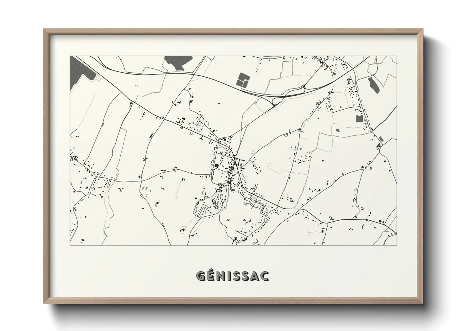 Une affiche de carte sur Génissac