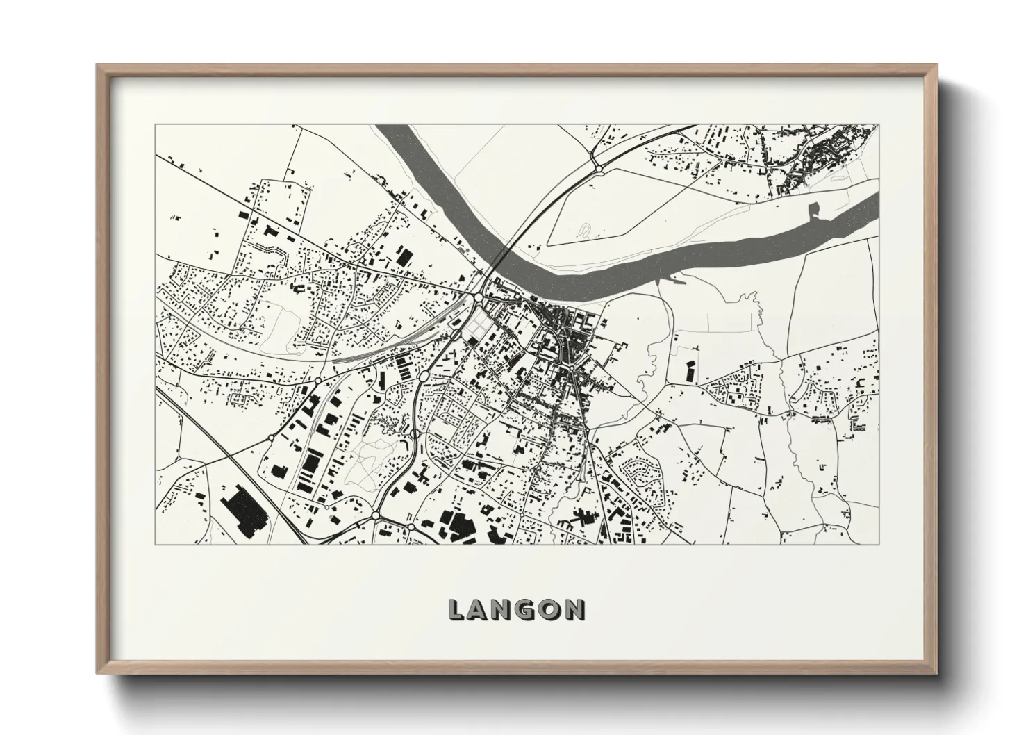 Une affiche de carte sur Langon
