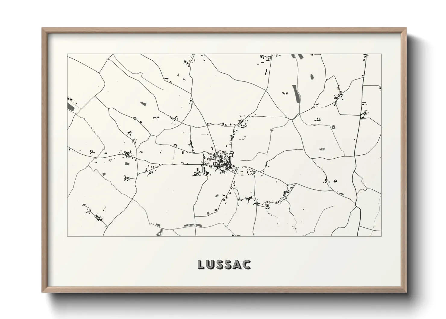 Une affiche de carte sur Lussac