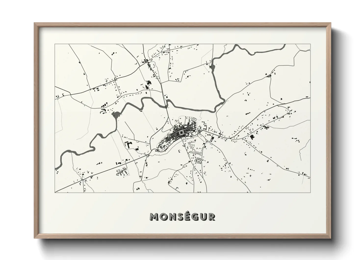 Une affiche de carte sur Monségur