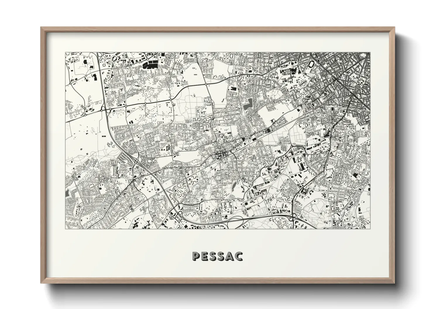 Une affiche de carte sur Pessac