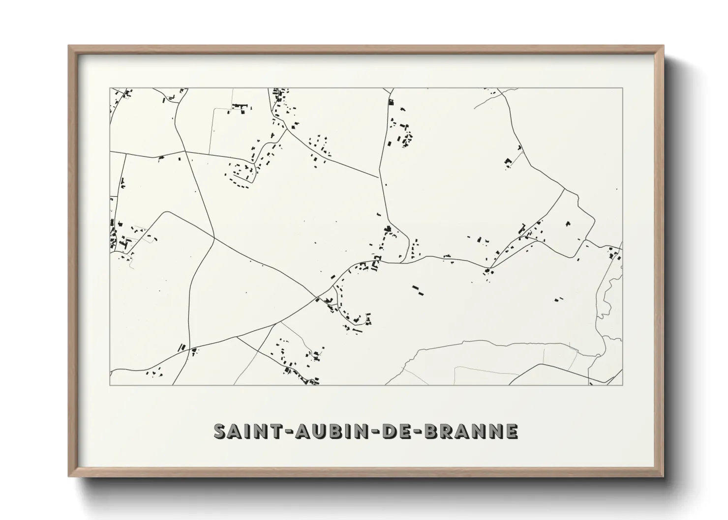 Une affiche de carte sur Saint-Aubin-de-Branne