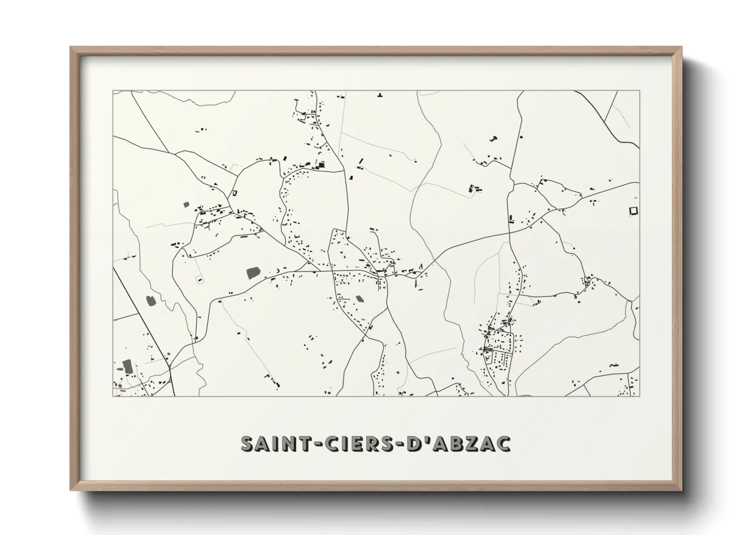 Une affiche de carte sur Saint-Ciers-d'Abzac