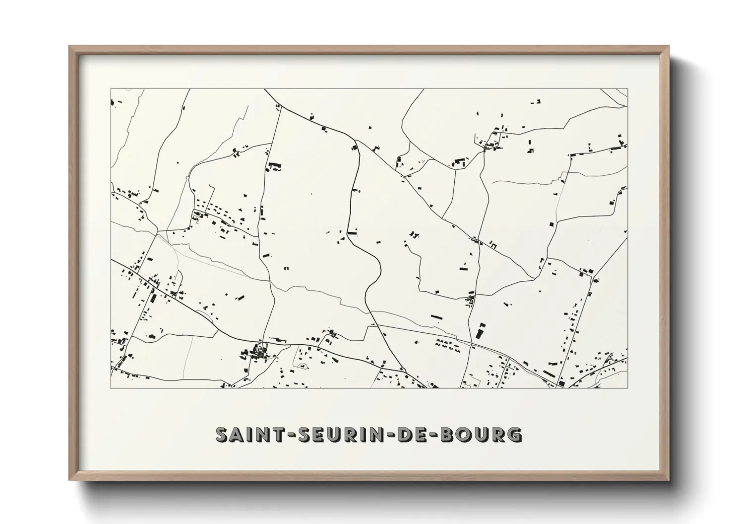 Une affiche de carte sur Saint-Seurin-de-Bourg