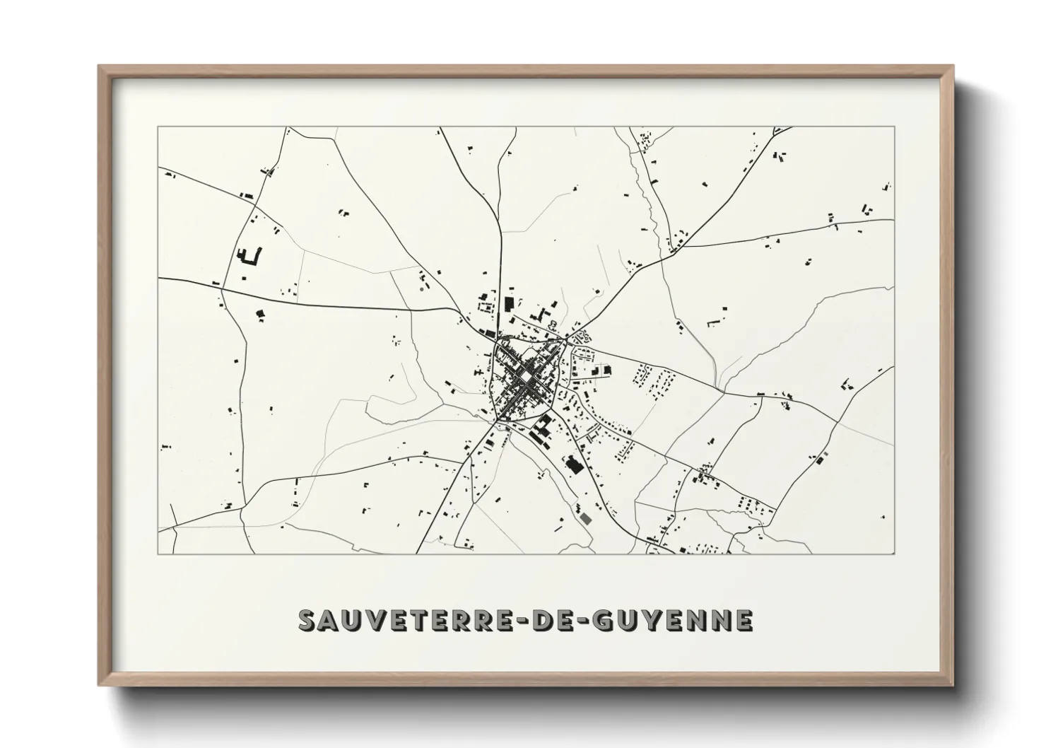 Une affiche de carte sur Sauveterre-de-Guyenne
