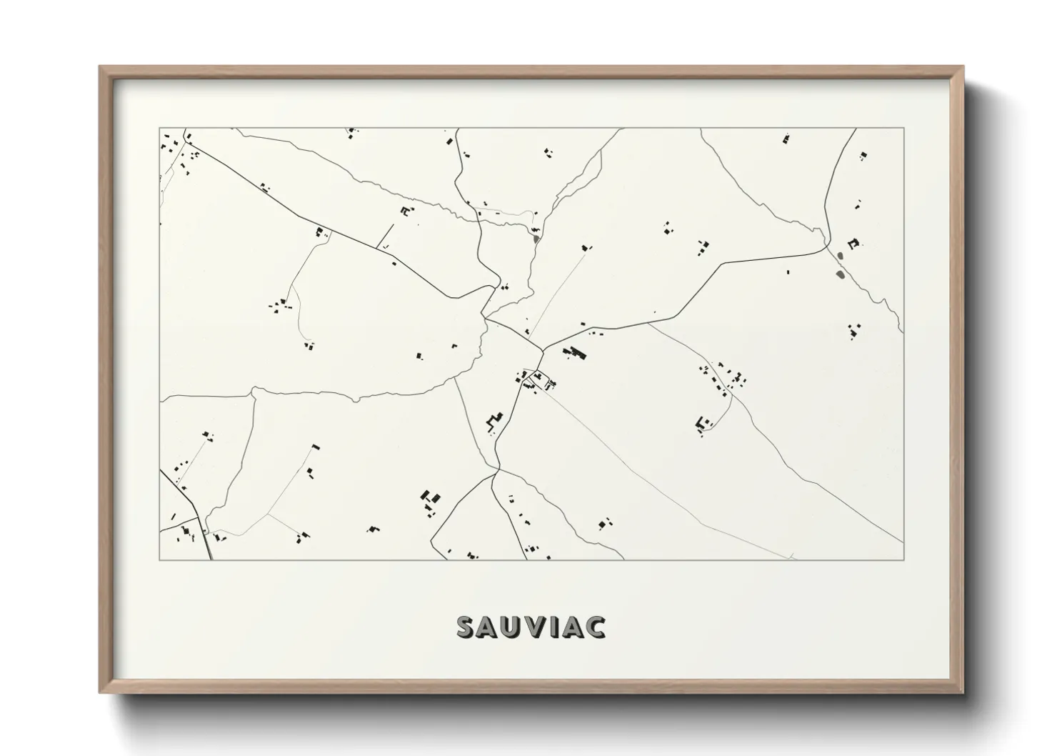 Une affiche de carte sur Sauviac