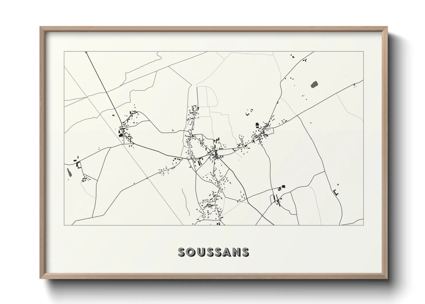 Une affiche de carte sur Soussans