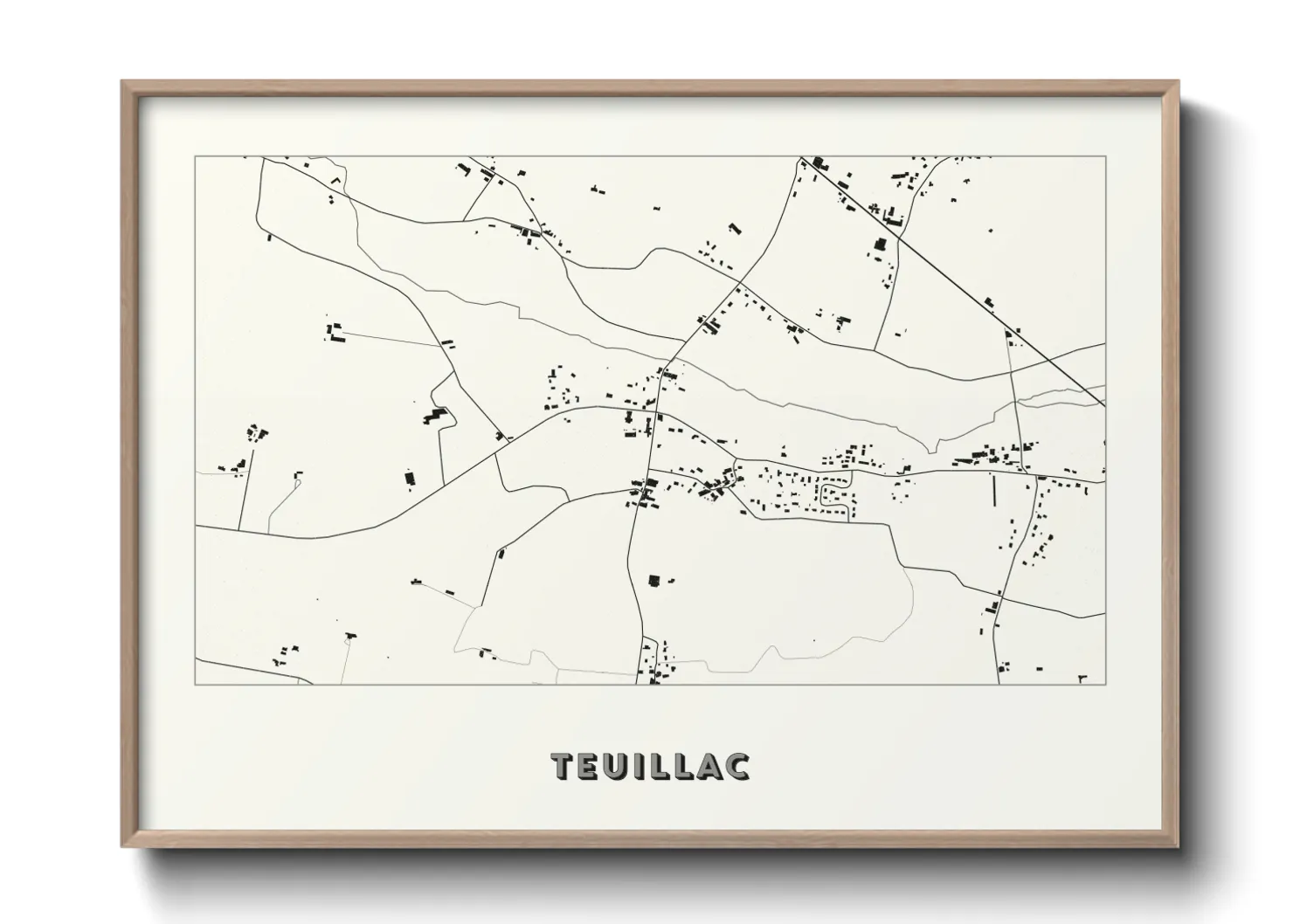 Une affiche de carte sur Teuillac