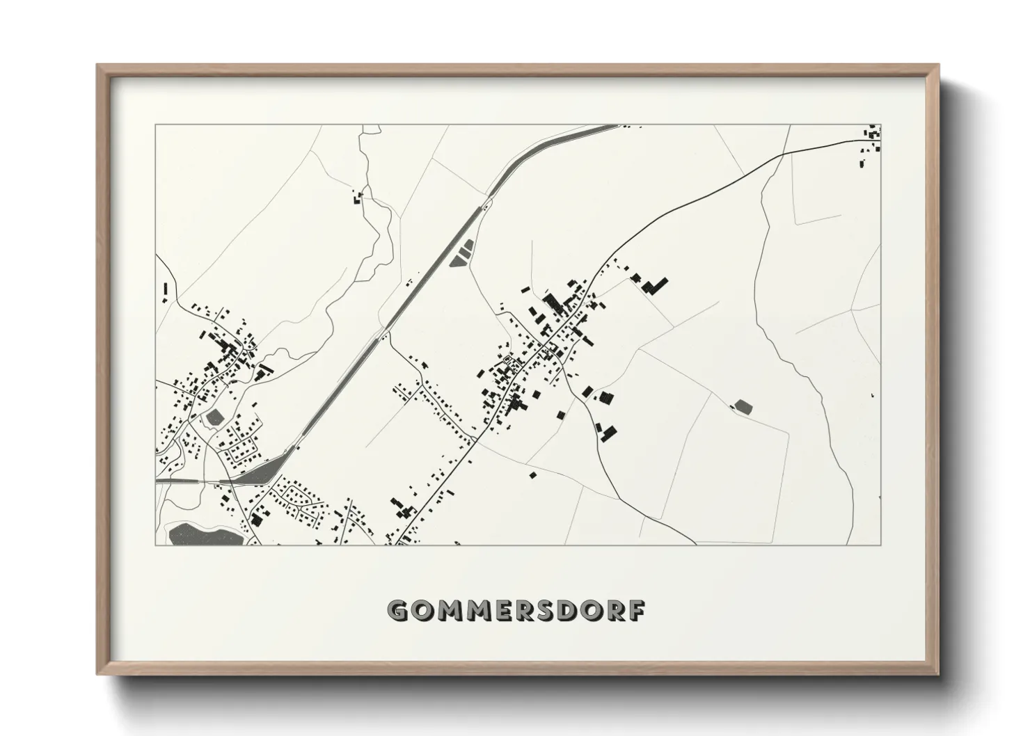 Une affiche de carte sur Gommersdorf