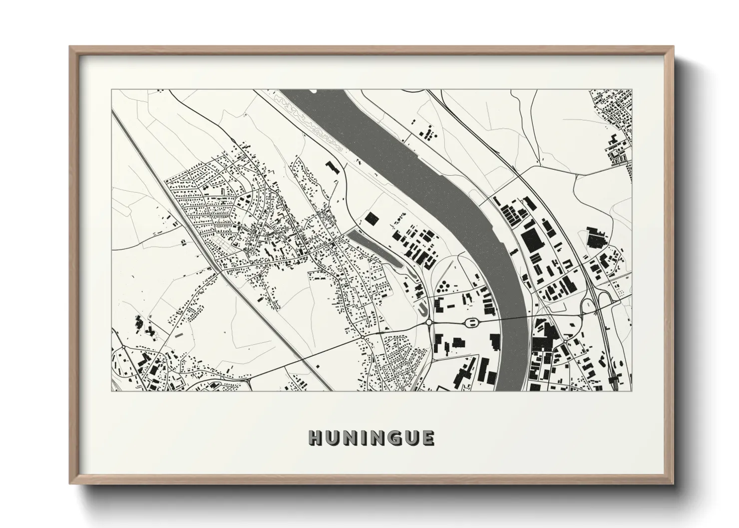 Une affiche de carte sur Huningue