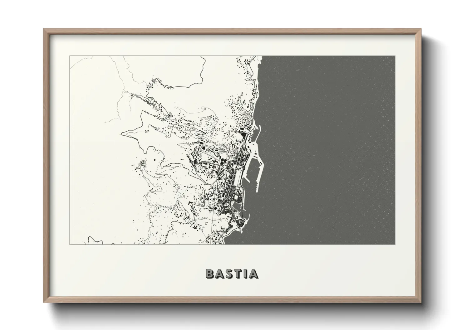 Une affiche de carte sur Bastia