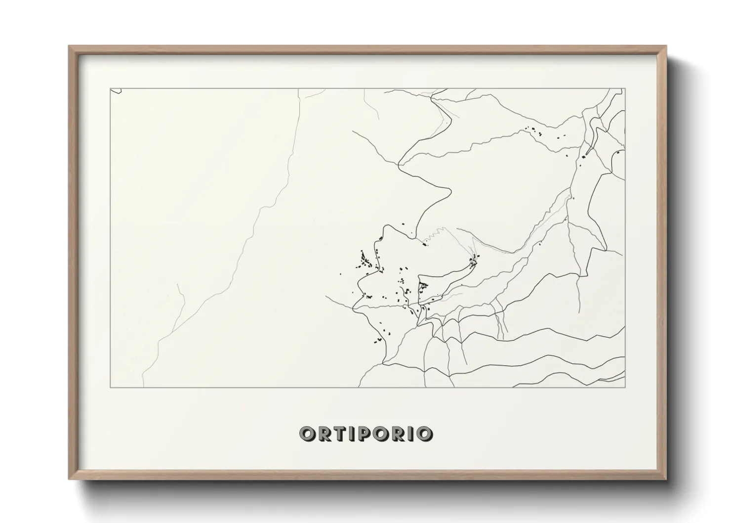 Une affiche de carte sur Ortiporio