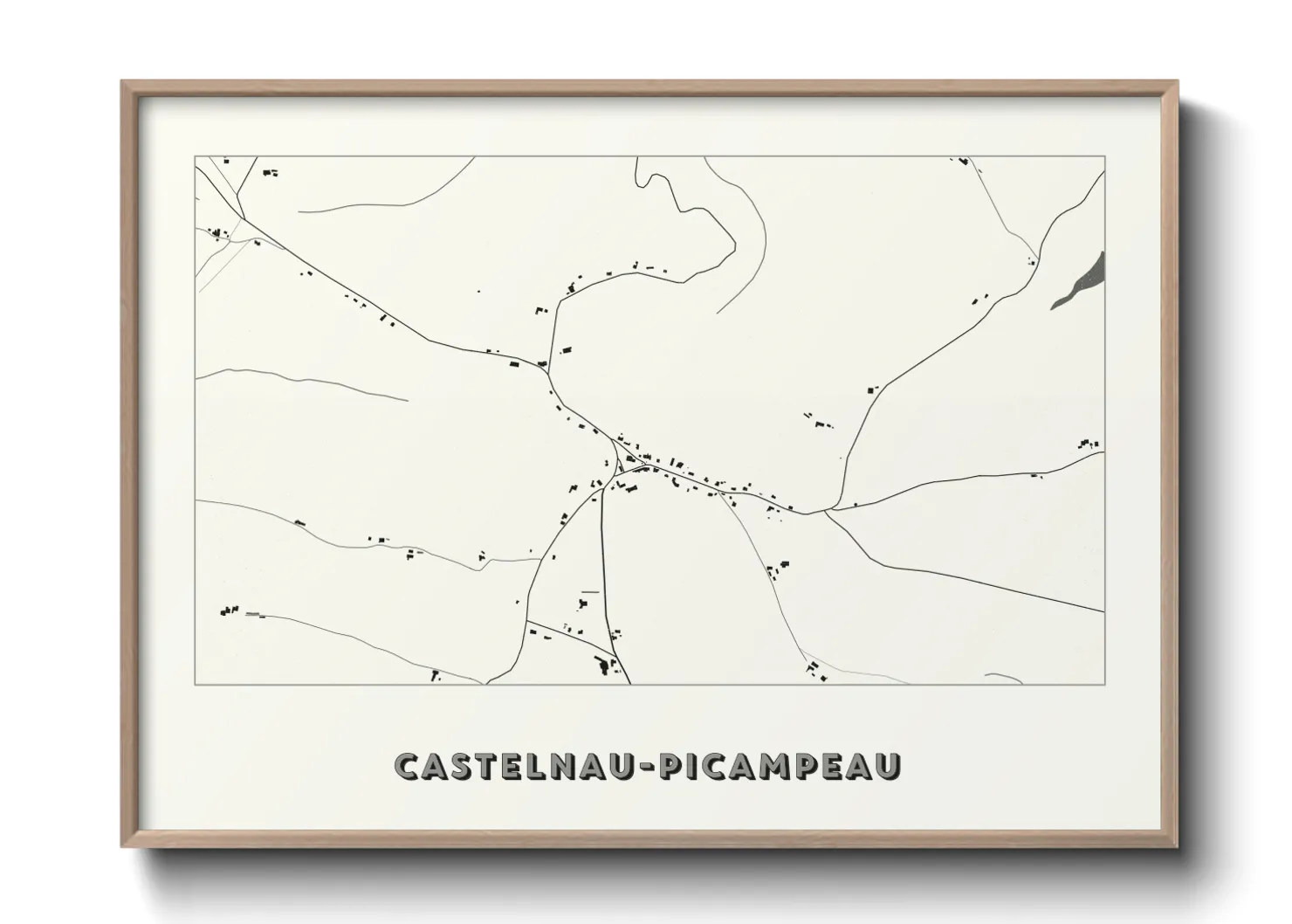 Une affiche de carte sur Castelnau-Picampeau