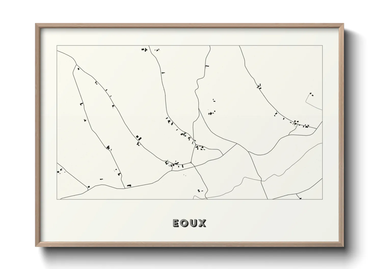 Une affiche de carte sur Eoux