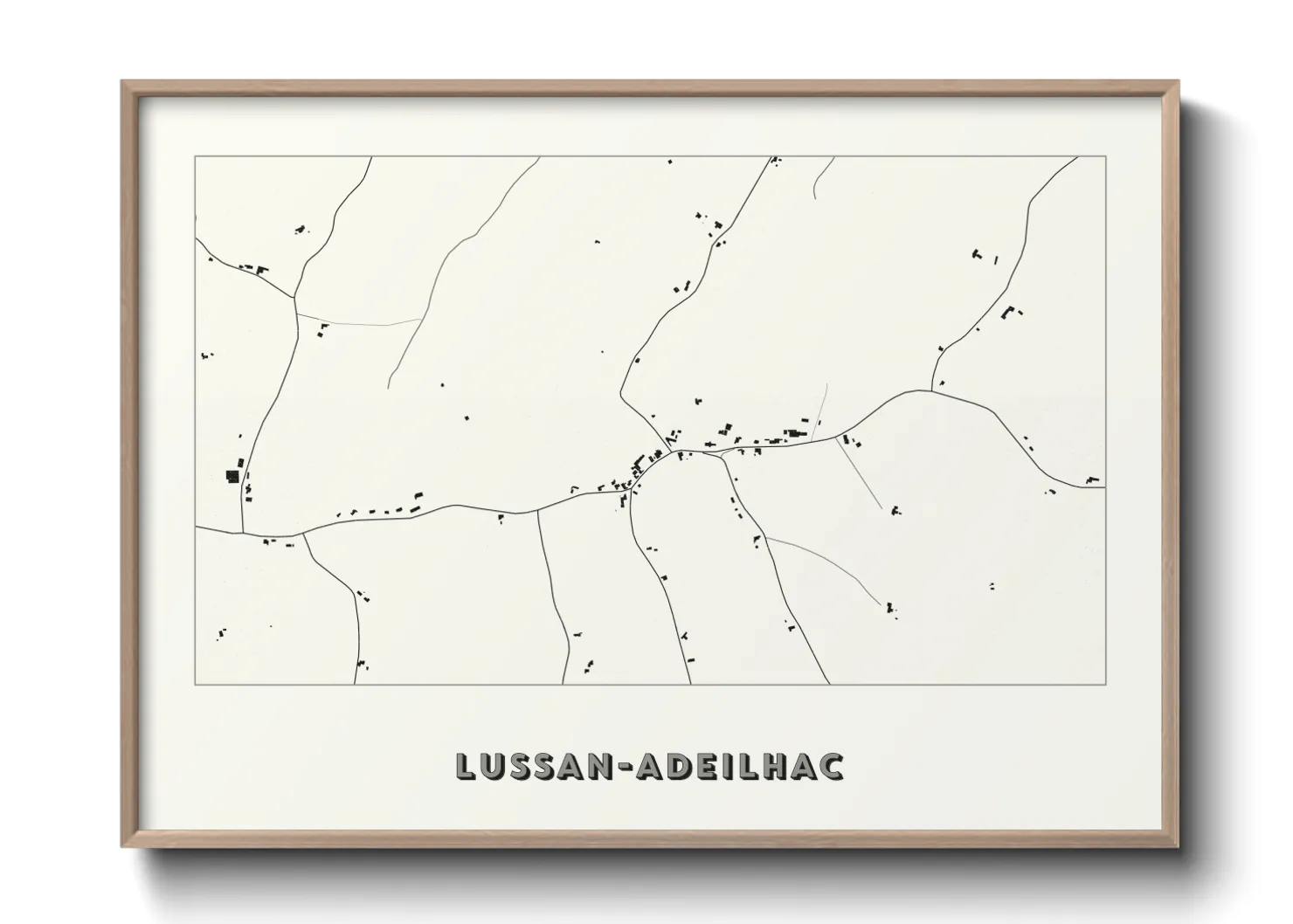 Une affiche de carte sur Lussan-Adeilhac